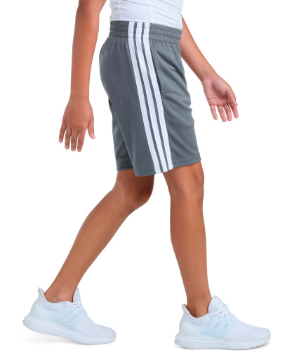 adidas Boys' 8-18 Elastic Waistband Drawcord Shorts - Gray