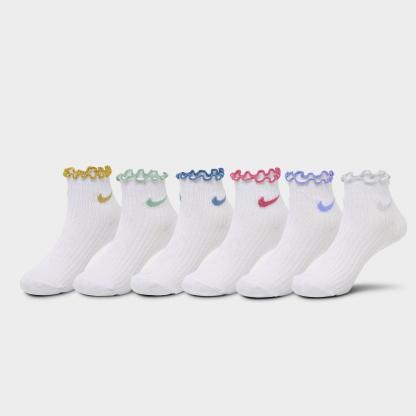 Little Kids' Nithtke Preschool Lettuce Welt 6-Pack Quarter Socks - Metallic Gold