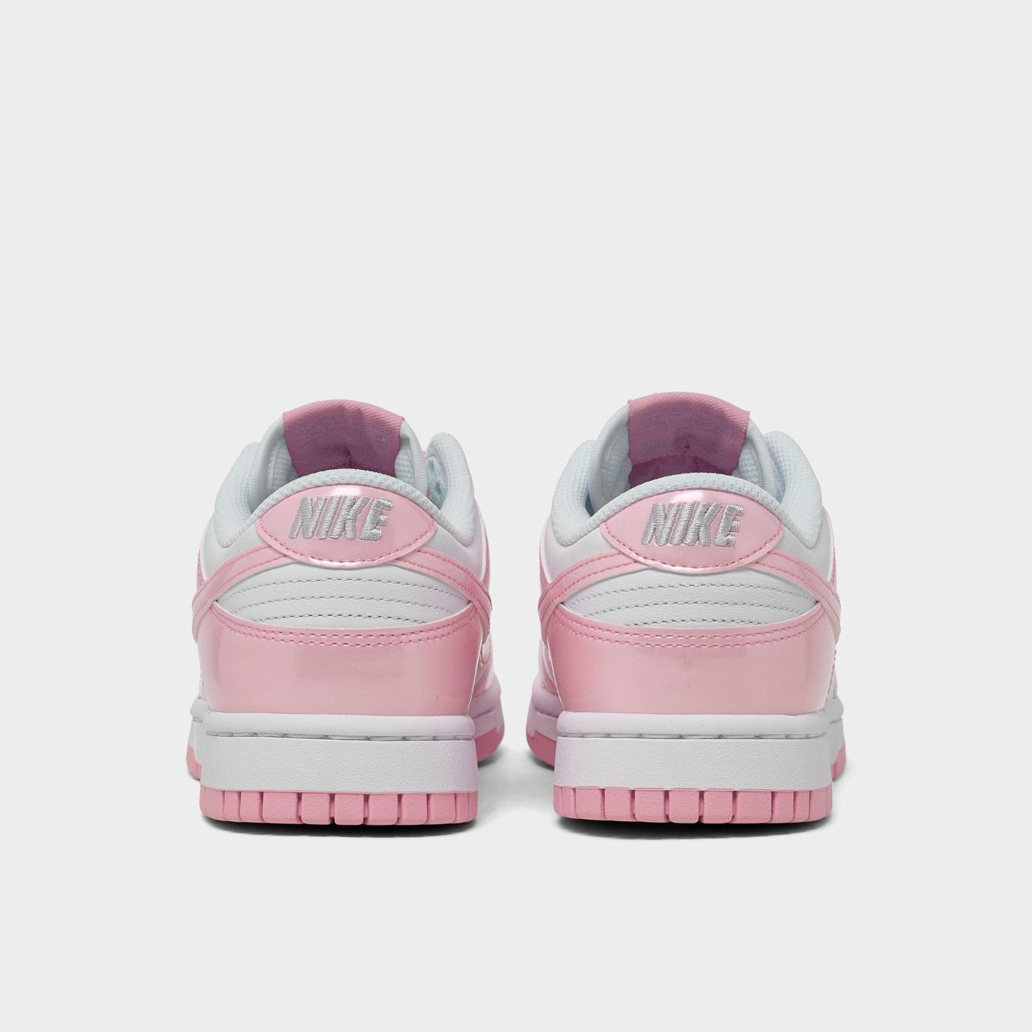 Women's Nithtke Dunk Low SE Casual Shoes - White/White/Metallic Silver/Pink Rise - Back view