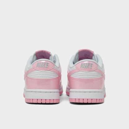Women's Nithtke Dunk Low SE Casual Shoes - White/White/Metallic Silver/Pink Rise - Back view
