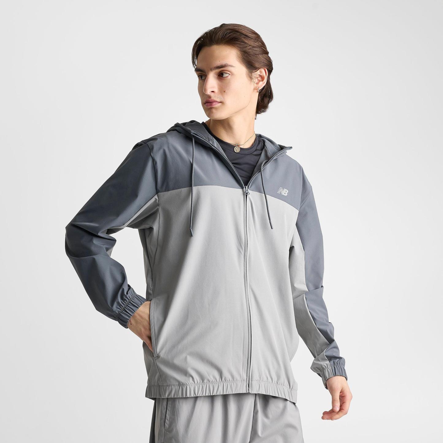 Men's New Balance Sport Essentials Woven Full-Zip Jacket - Grey - view 3