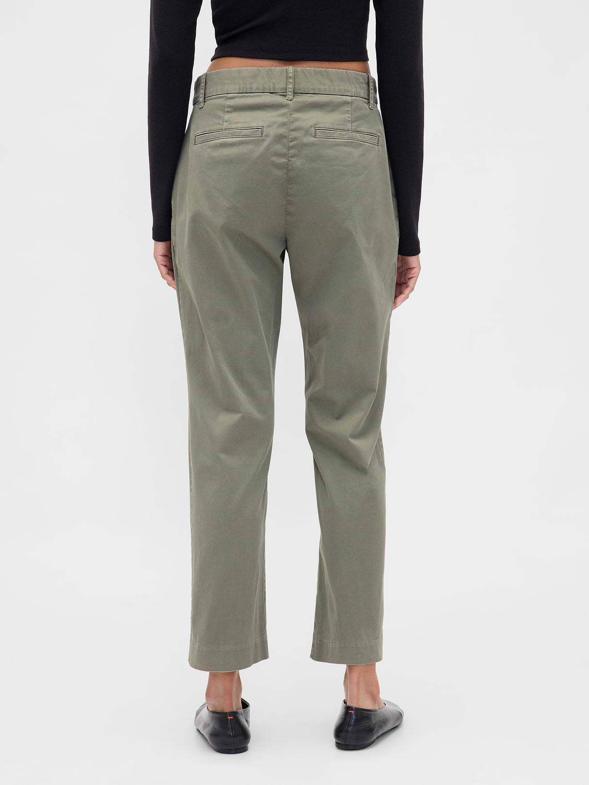 Mid Rise Khakis - Mesculen green