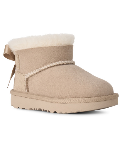 UGG® Toddler Kids Ultra Mini Bailey Bow Zipper Booties - Sand