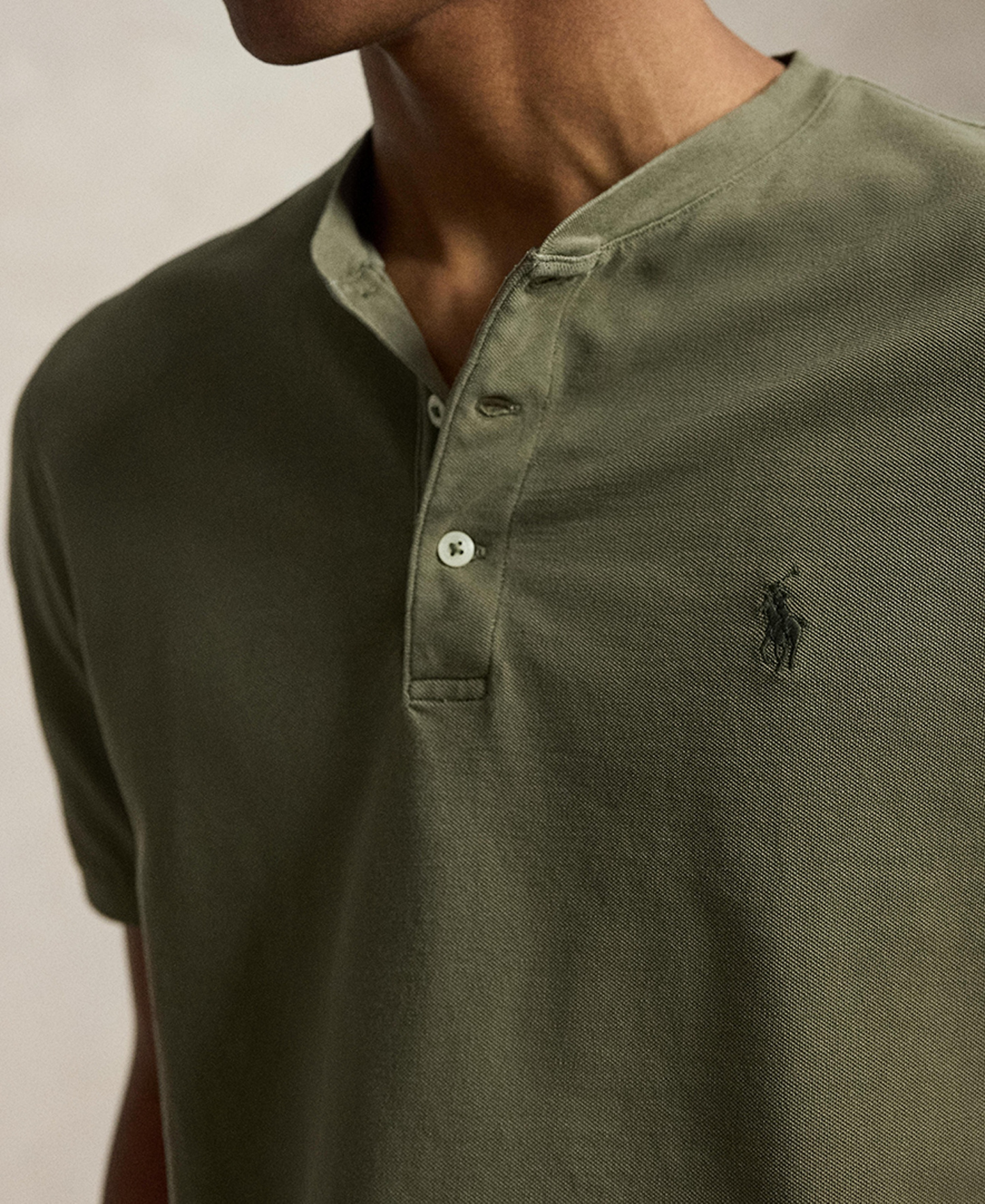 Polo Ralph Lauren Men's Featherweight Mesh Henley Shirt - Cruise Olive
