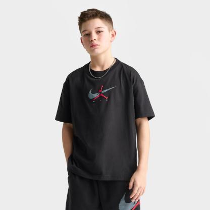 Big Kids' Jordan Brooklyn Swoosh Logo T-Shirt - Black - view 1