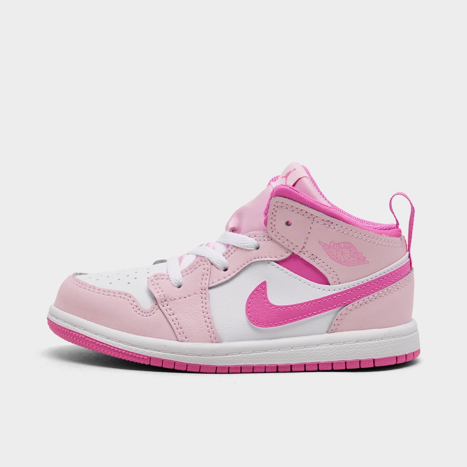 Kids' Toddler Air Jordan Retro 1 Mid Casual Shoes - Pink Foam/China Rose/White/Pink Foam - view 1