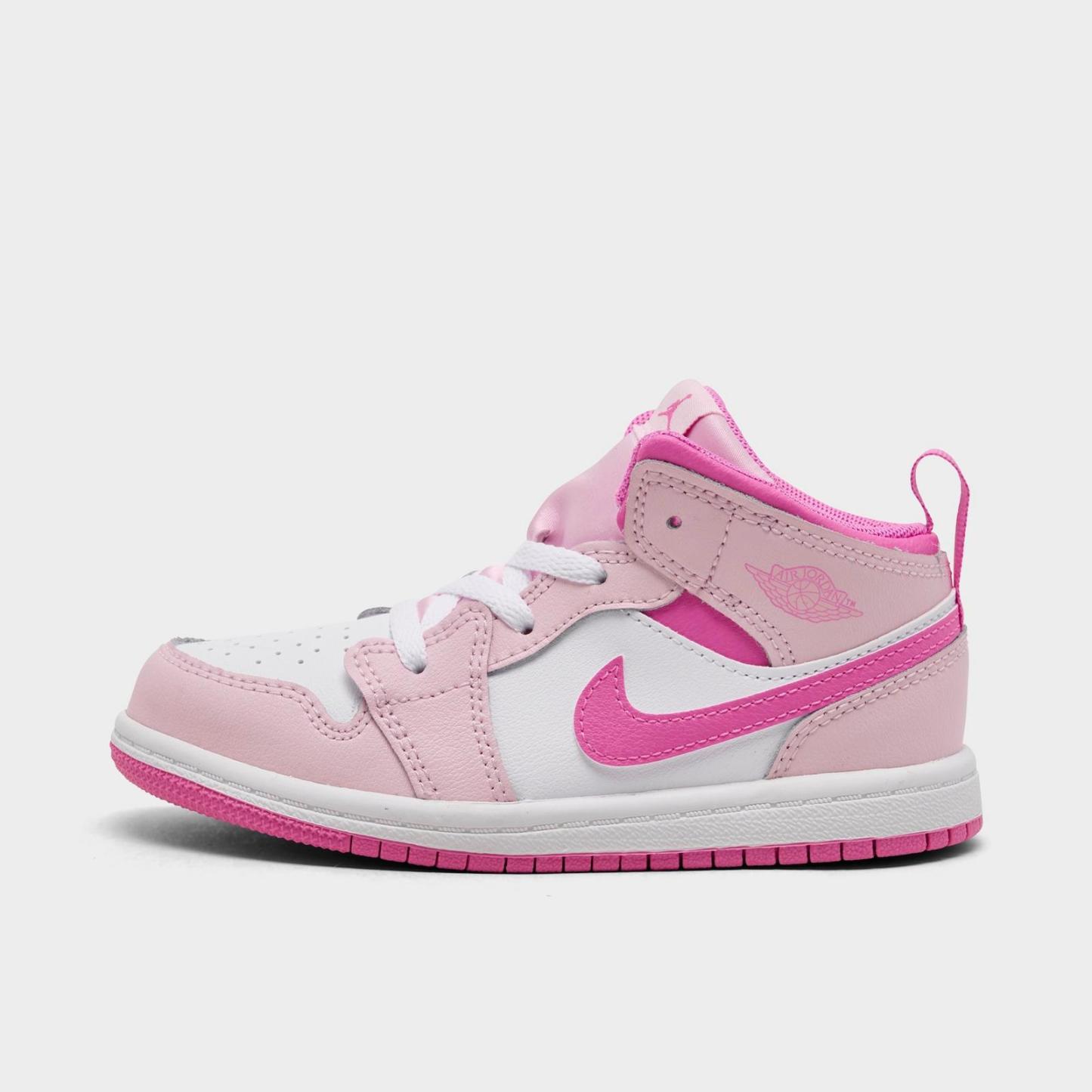 Kids' Toddler Air Jordan Retro 1 Mid Casual Shoes - Pink Foam/China Rose/White/Pink Foam - view 1