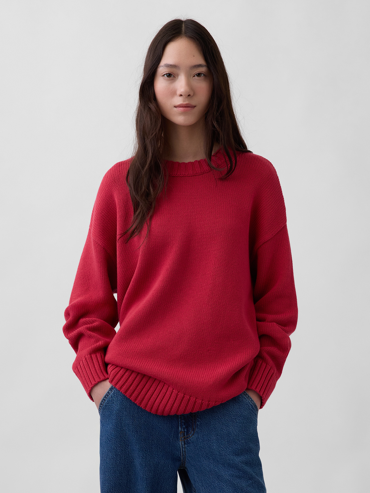 100% Cotton Oversized Sweater - chakra red