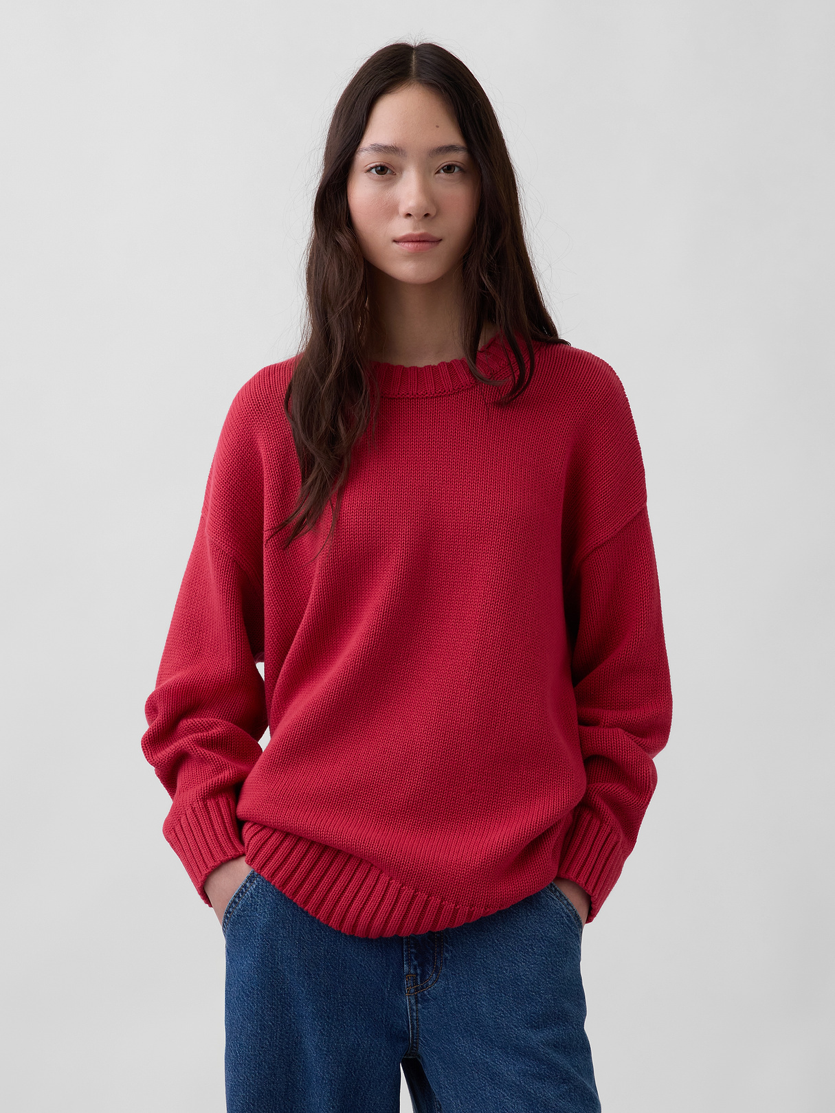 100% Cotton Oversized Sweater - chakra red