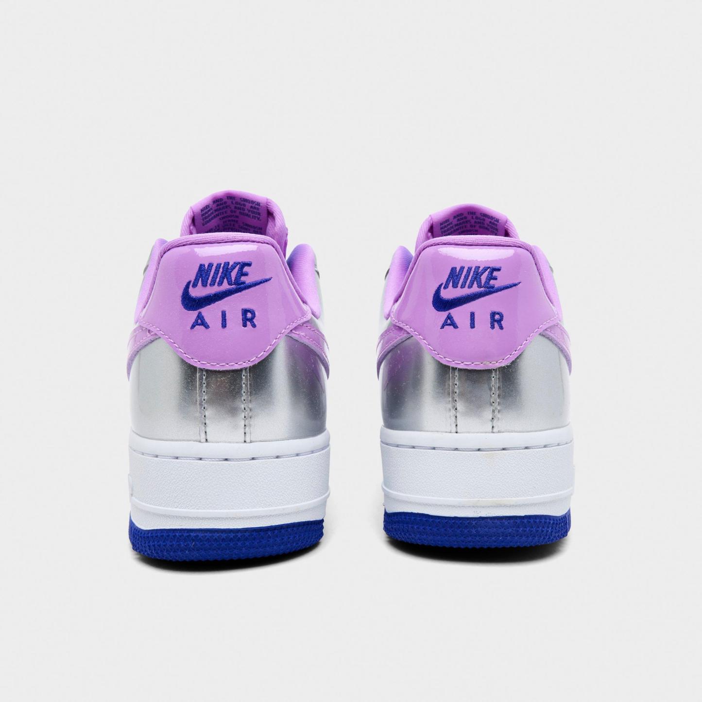 Women's Nithtke Air Force 1 '07 "WNBA All-Star Weekend" Casual Shoes - Chrome/Fuschia Flow/Pure Platinum - Back view