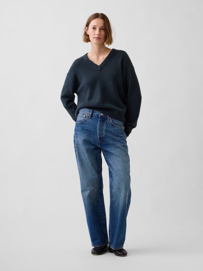 CashSoft Oversized V-Neck Sweater - Forest green