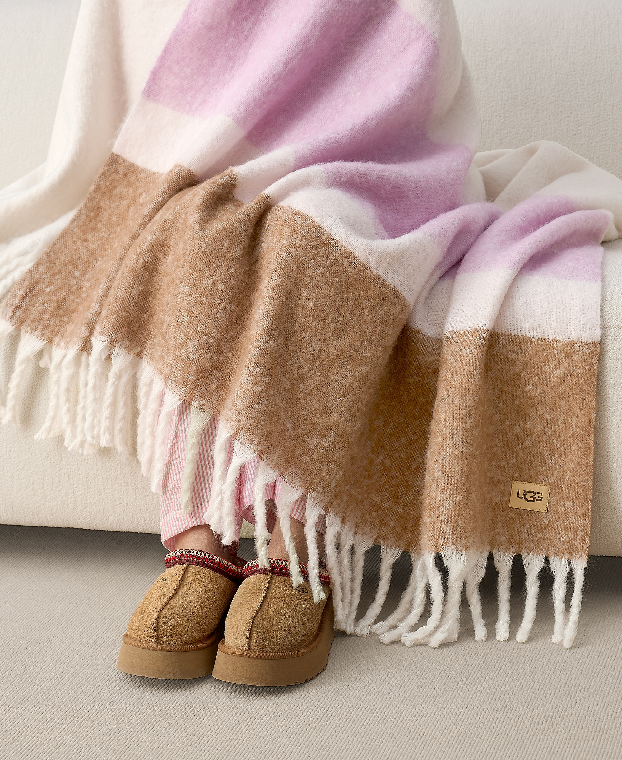 UGG® Simona Faux Mohair Throw, 50" x 70" - Rosetta Stripe