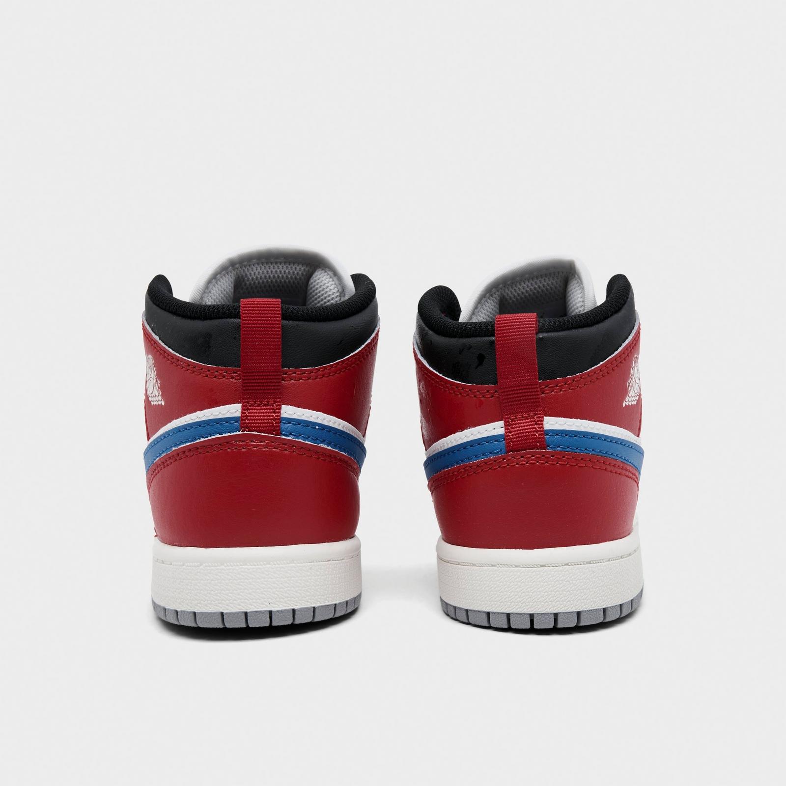 Little Kids' Air Jordan Retro 1 Mid Casual Shoes - True Blue/Varsity Red/Black/Summit White - view 4