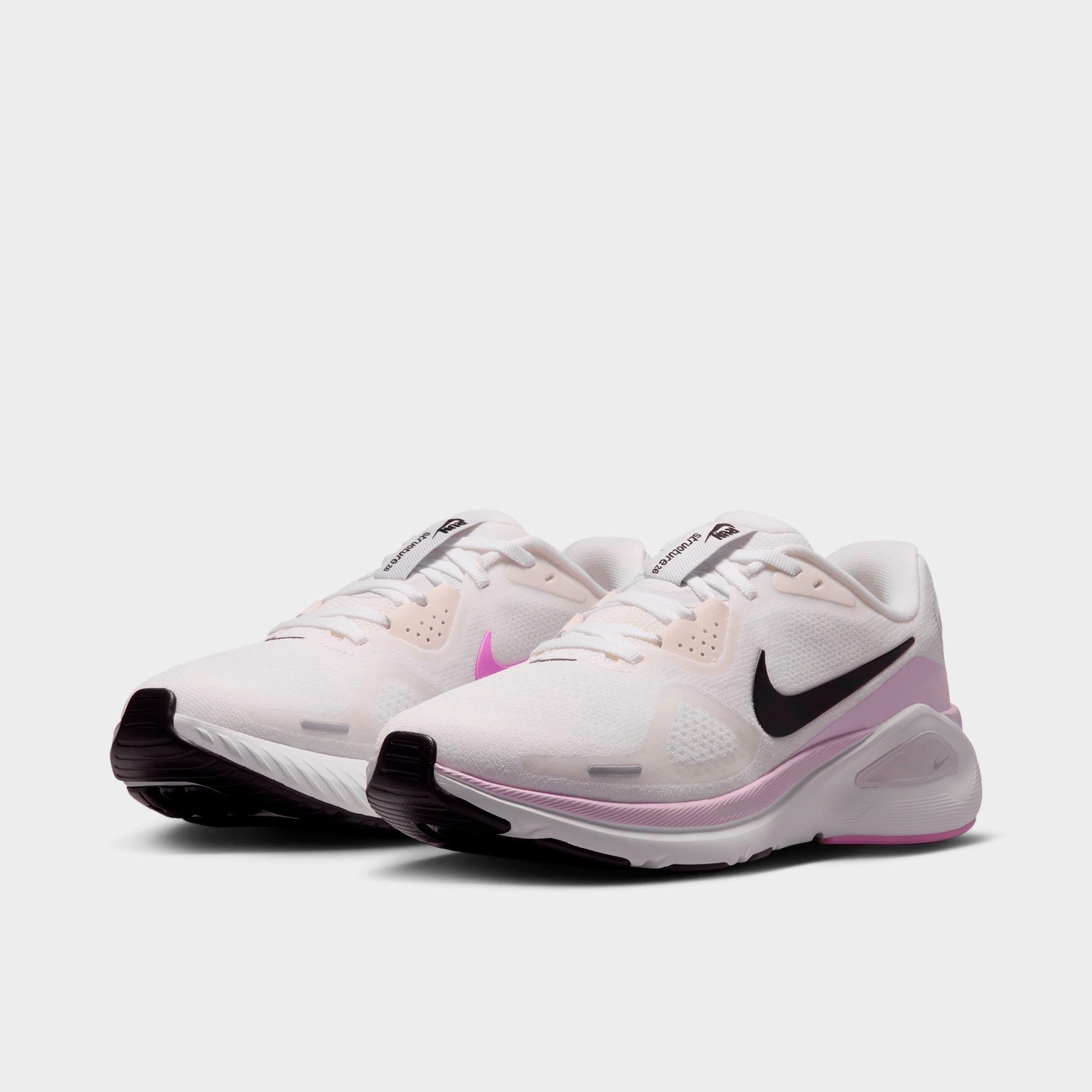 Women's Nithtke Structure 26 Running Shoes - White/Bleached Lilac/Light Magenta/Black - Both shoes facing left