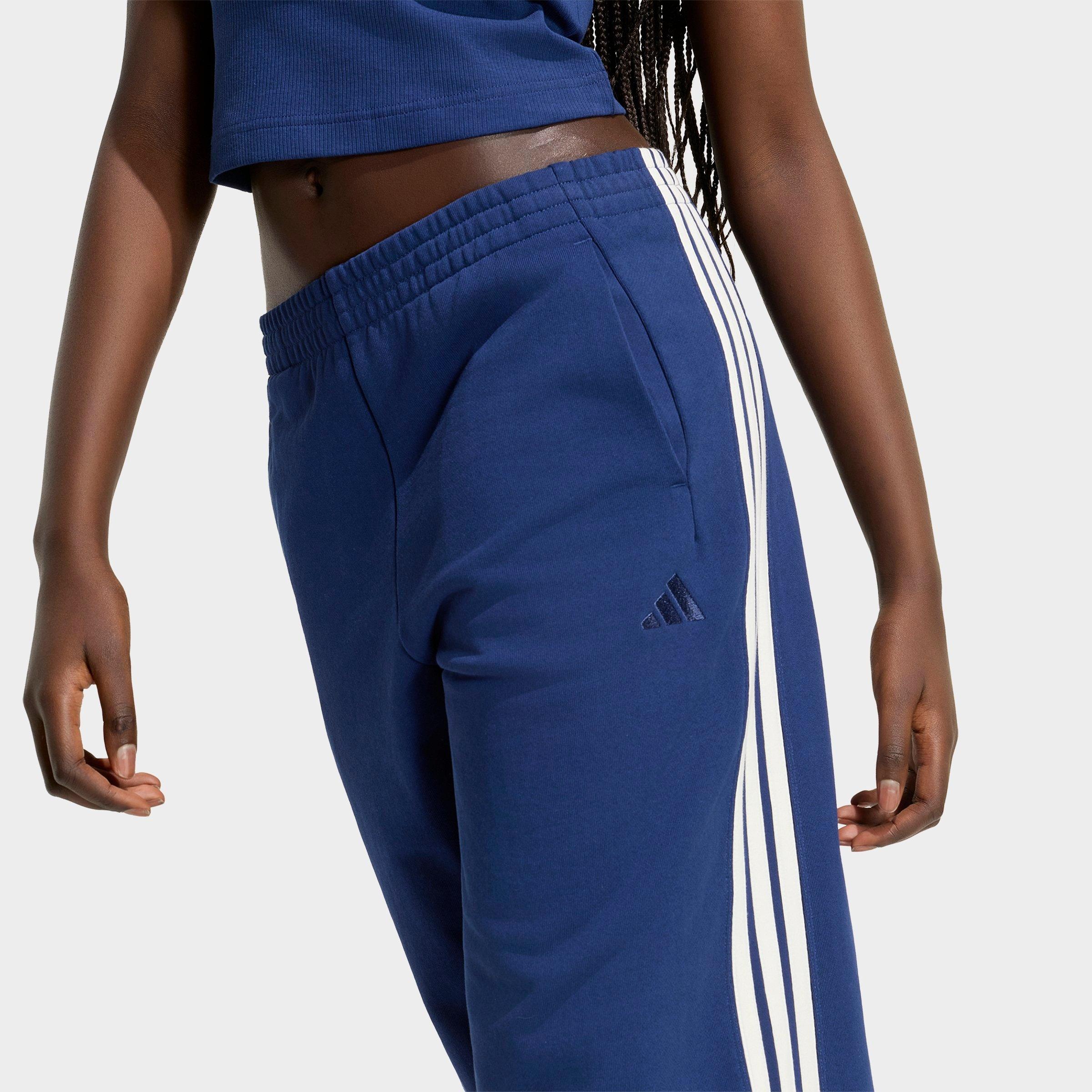 Women's adidas Kit 3-Stripes Wide Pants - Dark Blue/Off White
