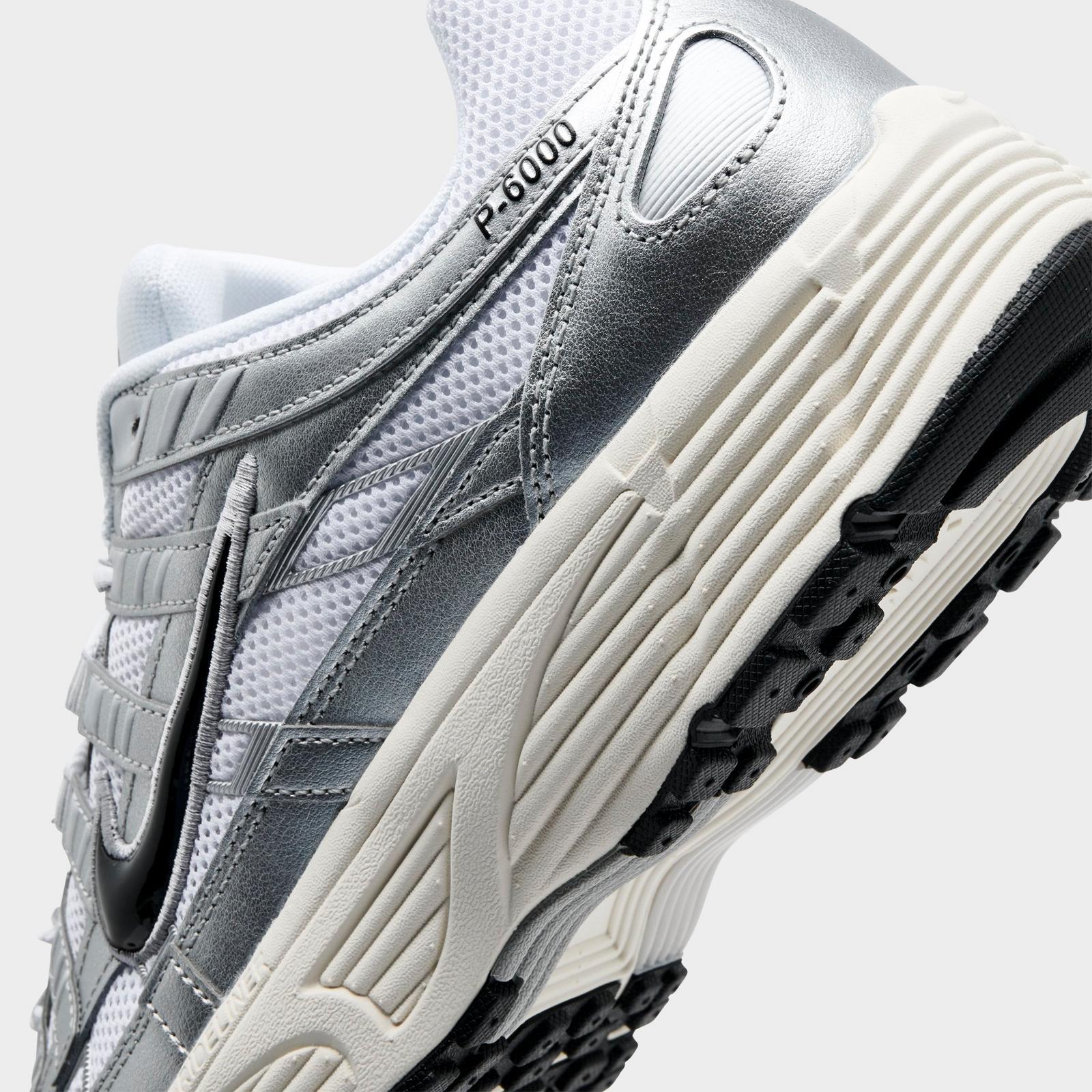 Men's Nike P-6000 Casual Shoes - White/Metallic Silver/Flat Silver/Black