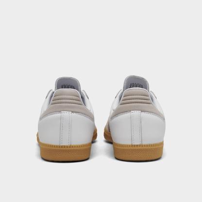 Women's adidas Originals Samba OG Casual Shoes - Part 6 - Cloud White/Silver Metallic/Grey One - Back view