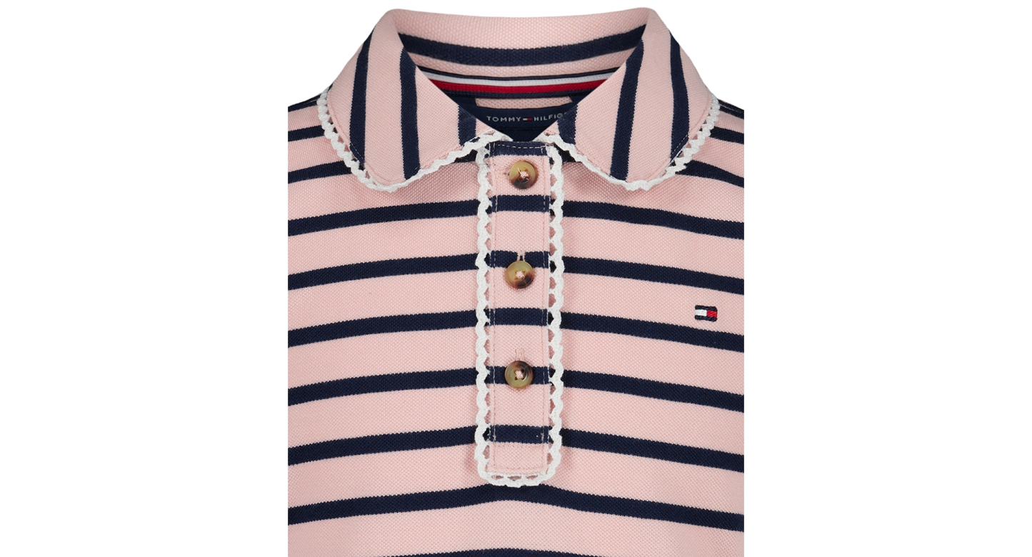 Tommy Hilfiger Girls' 7-16 Striped Polo Collar Dress - Navy Blazer