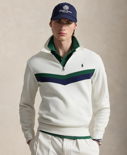 Polo Ralph Lauren Men's Double-Knit Quarter-Zip Sweatshirt - White