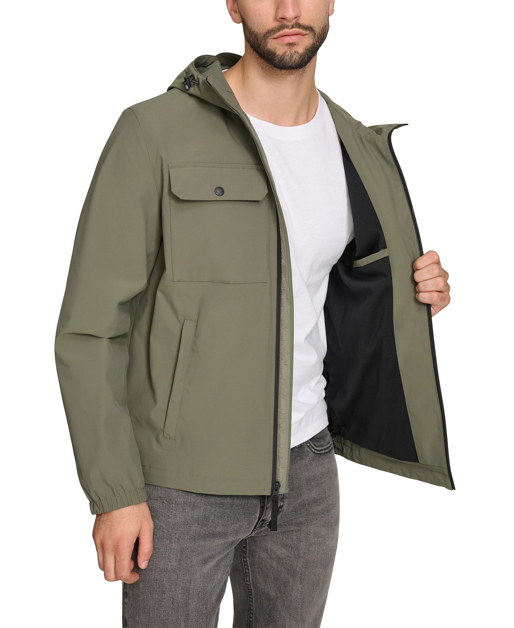 Levi's Men's Hooded Rain Jacket - Sage Green