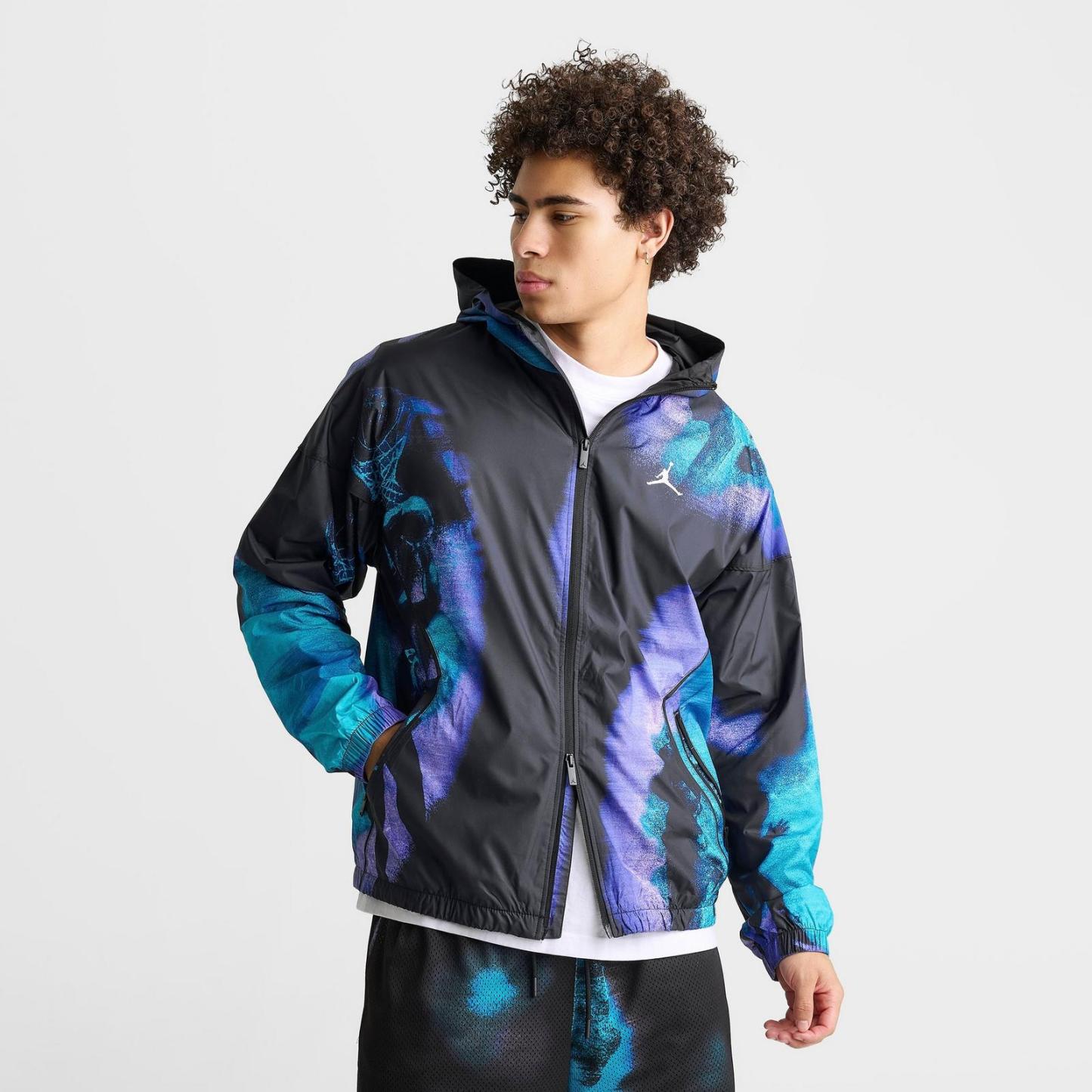 Men's Jordan Brooklyn Dream Dunk Draft Jacket - Black/Aqua - view 3