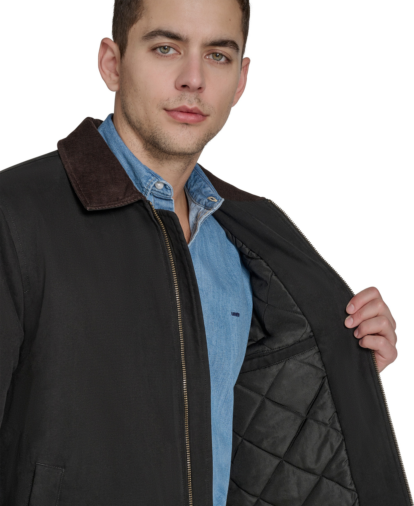 Levi's Men's Cotton Canvas Zip-Front Depot Jacket - Black