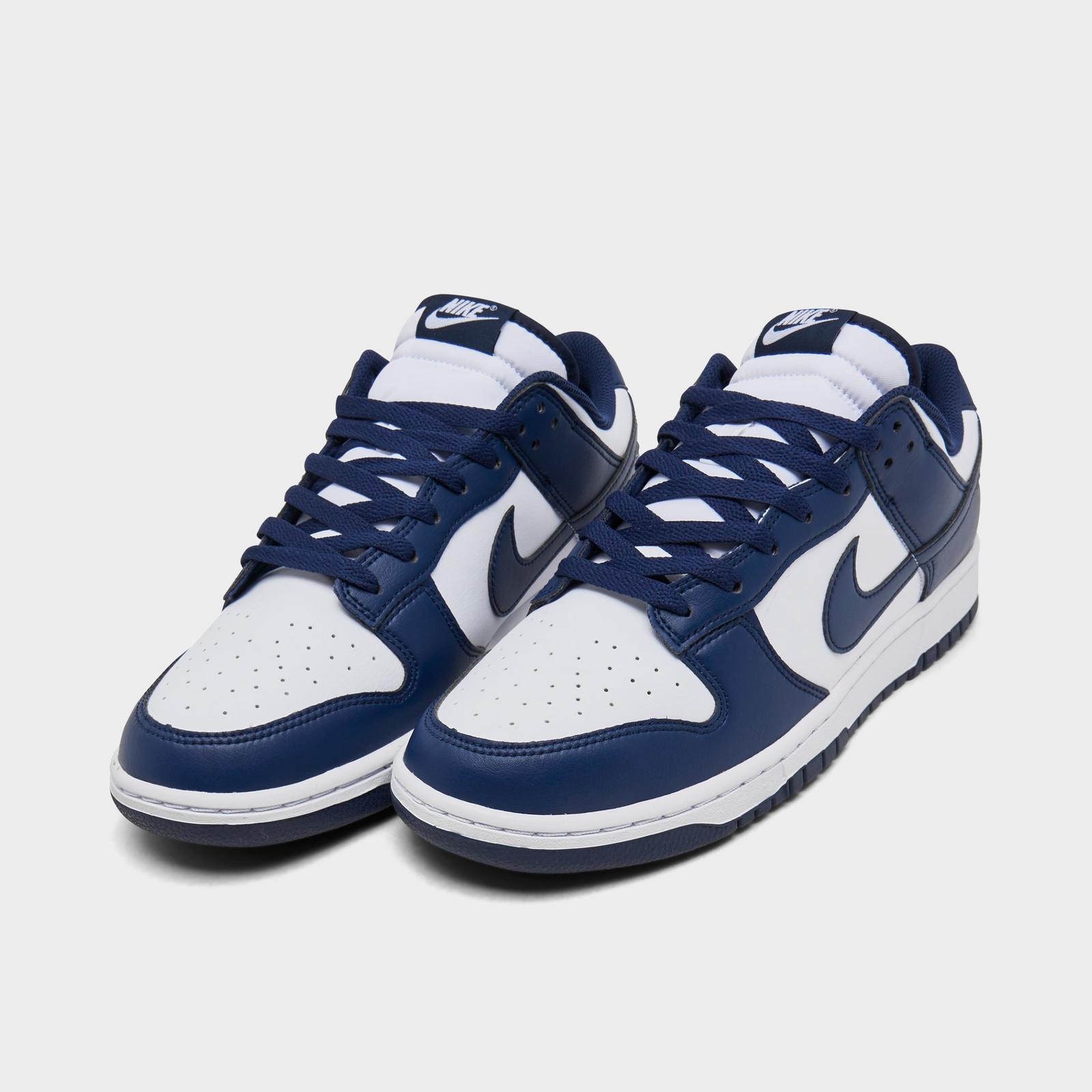 Men's Nike Dunk Low Retro Casual Shoes - White/Midnight Navy/White