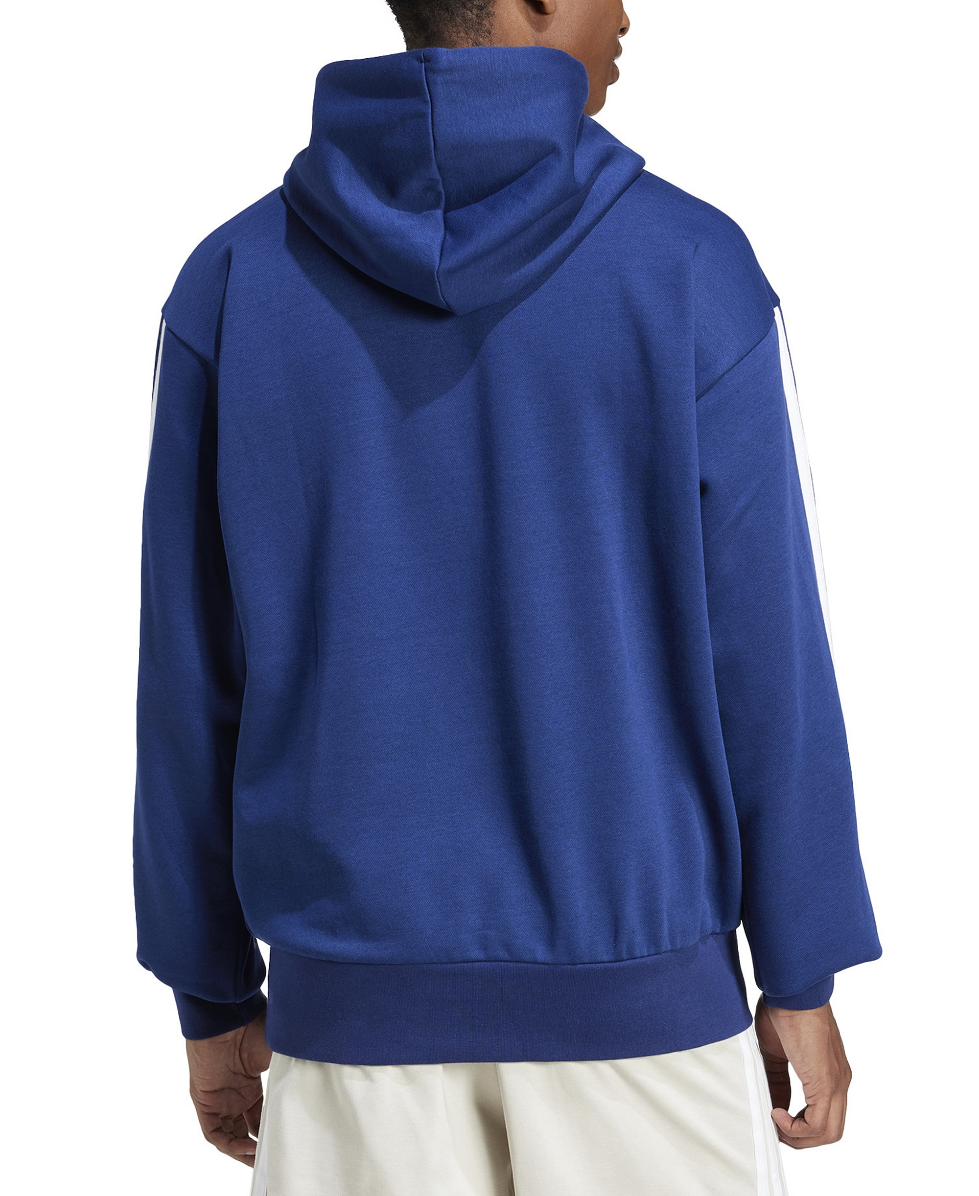 adidas Men's Essential Three-Stripes Fleece Hoodie - Dark Blue/White