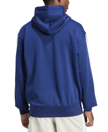 adidas Men's Essential Three-Stripes Fleece Hoodie - Dark Blue/White