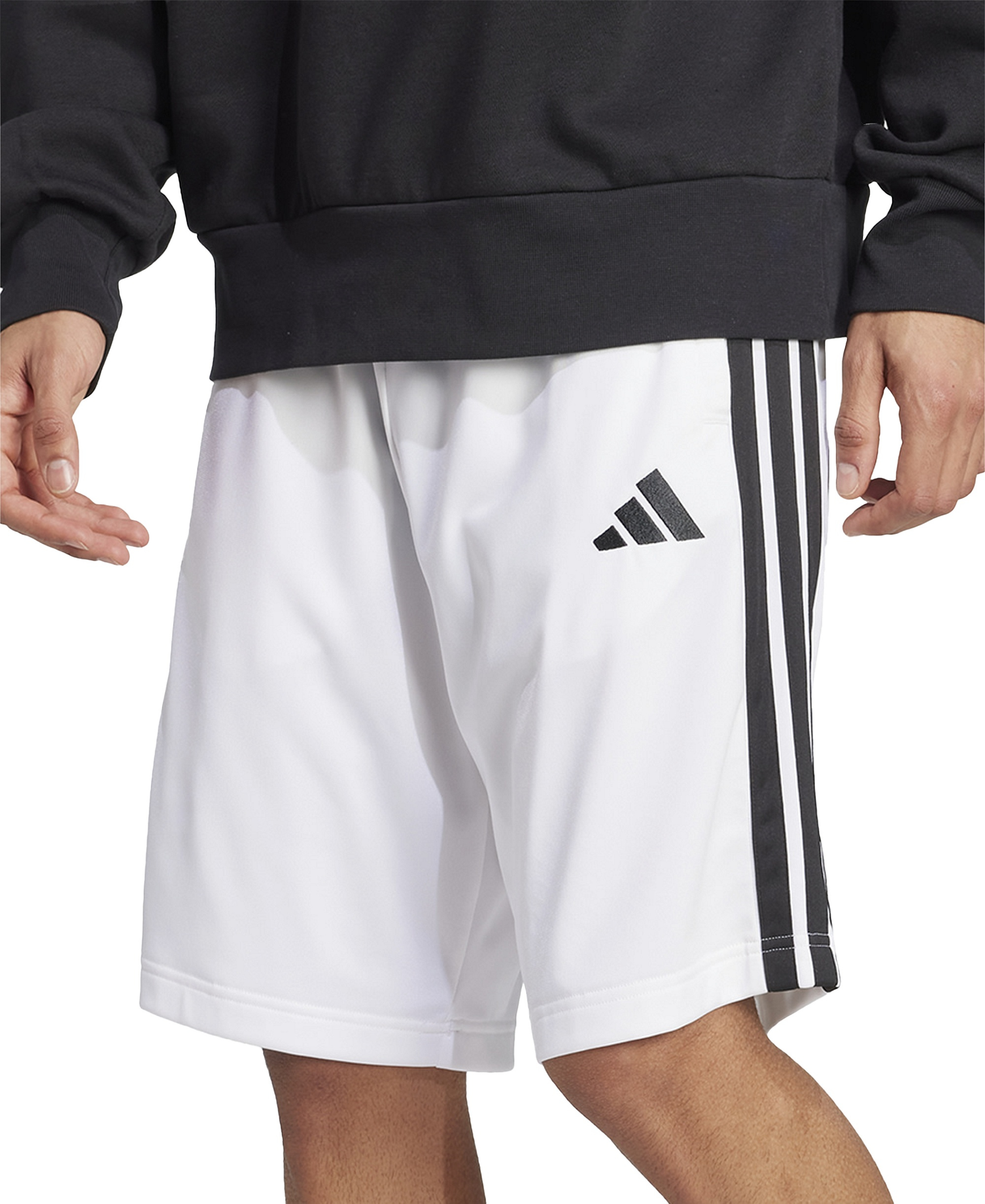 adidas Men's Three-Stripes 10" Tricot Shorts - White/Black
