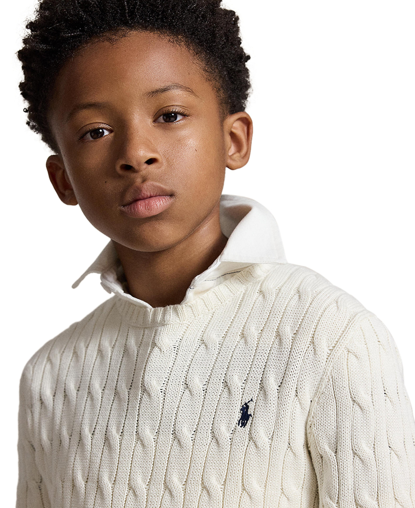 Polo Ralph Lauren Boys' 8-20 Cable-Knit Cotton Sweater - Cream