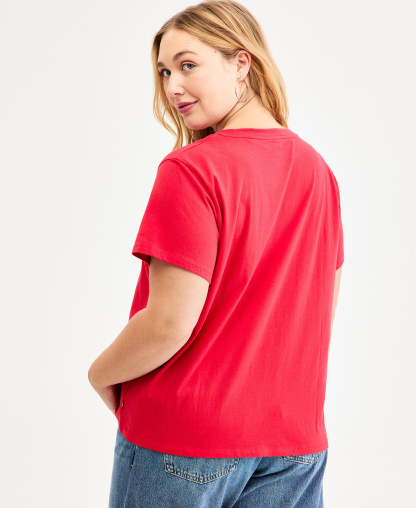 Levi's Trendy Plus Size Perfect Logo Cotton T-Shirt - Bandana Red