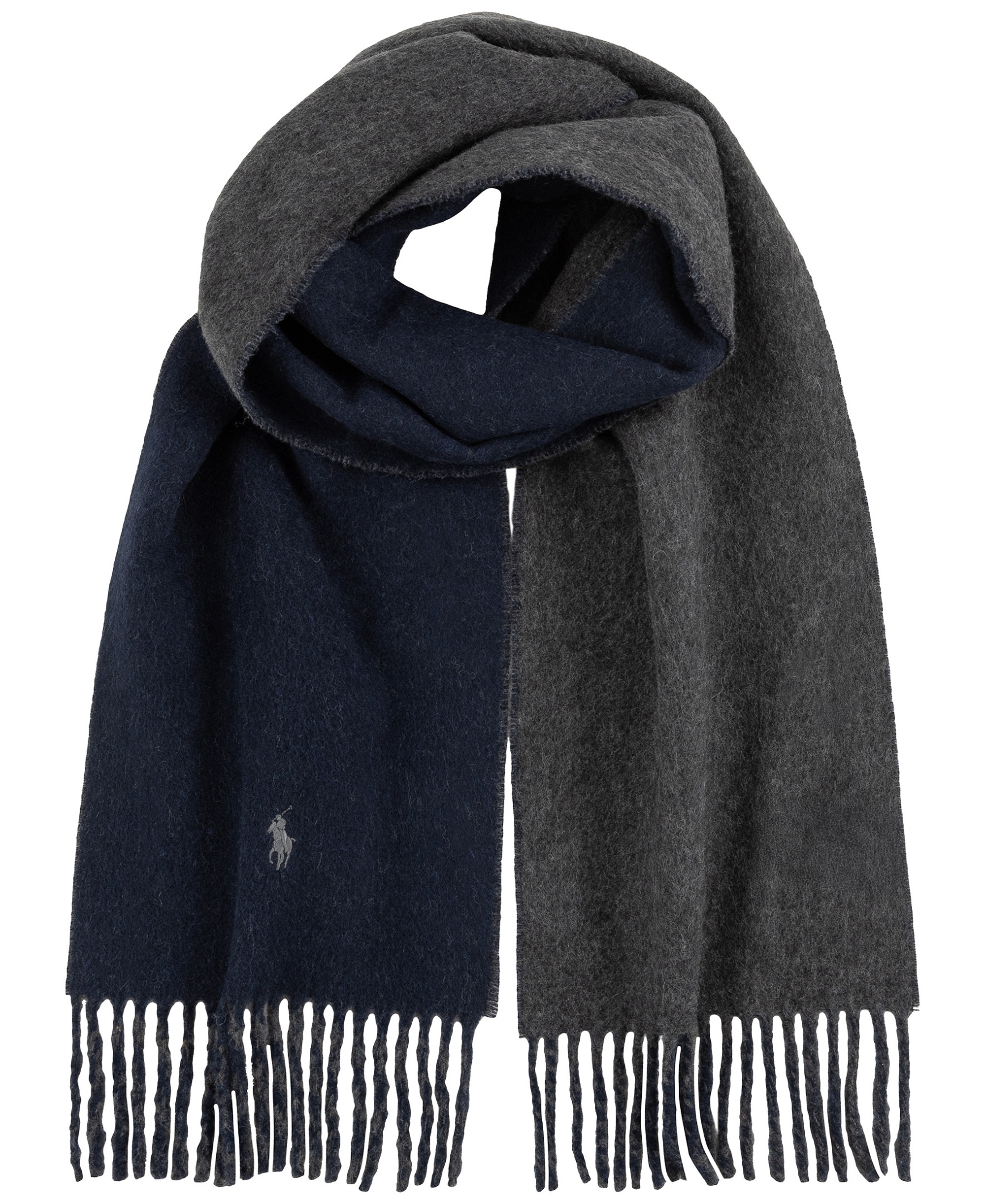 Polo Ralph Lauren Men's Classic Wool Blend Reversible Scarf - Navy/Charcoal