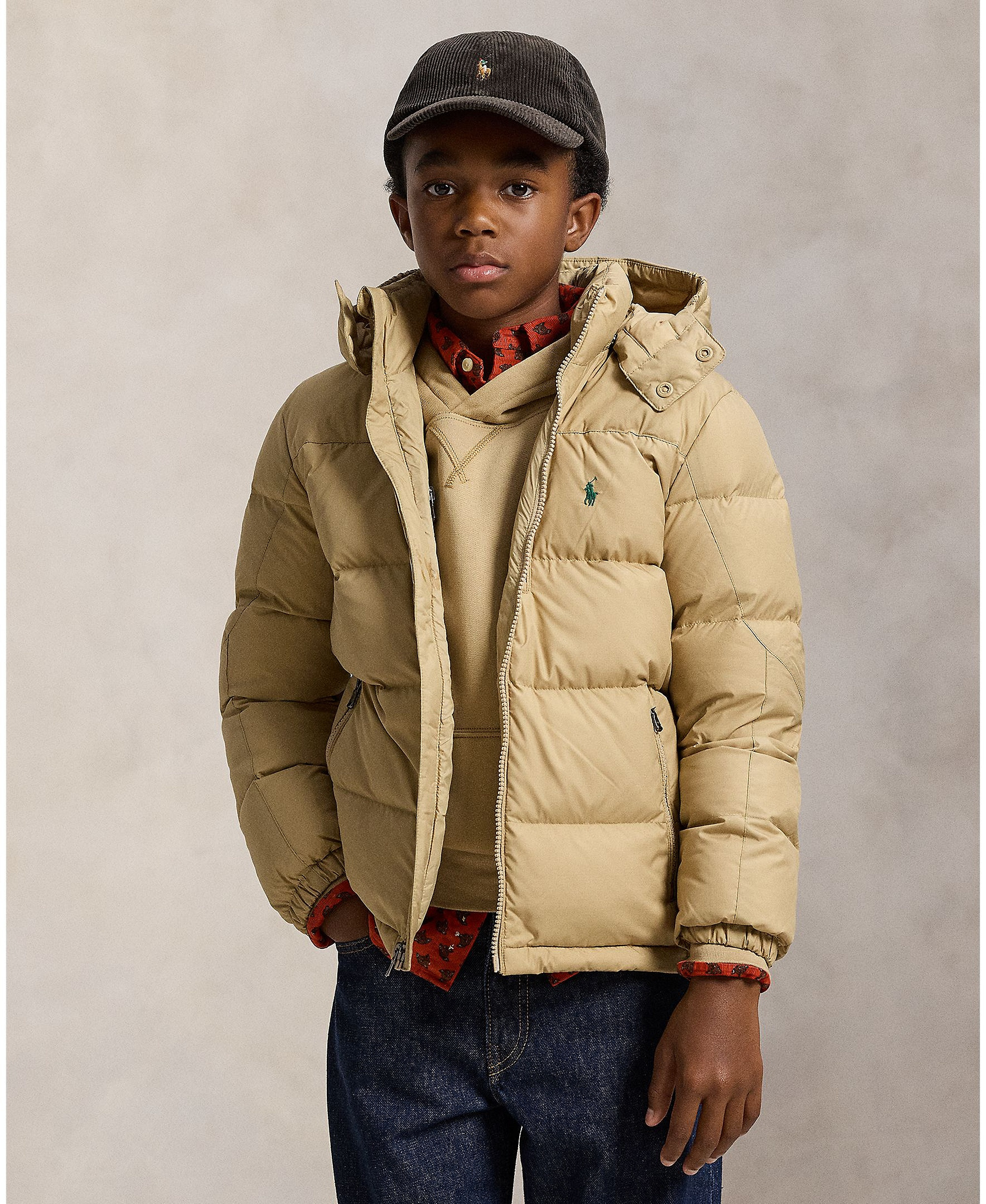 Polo Ralph Lauren Big Boys Ripstop Down Hooded Jacket - Vintage Khaki
