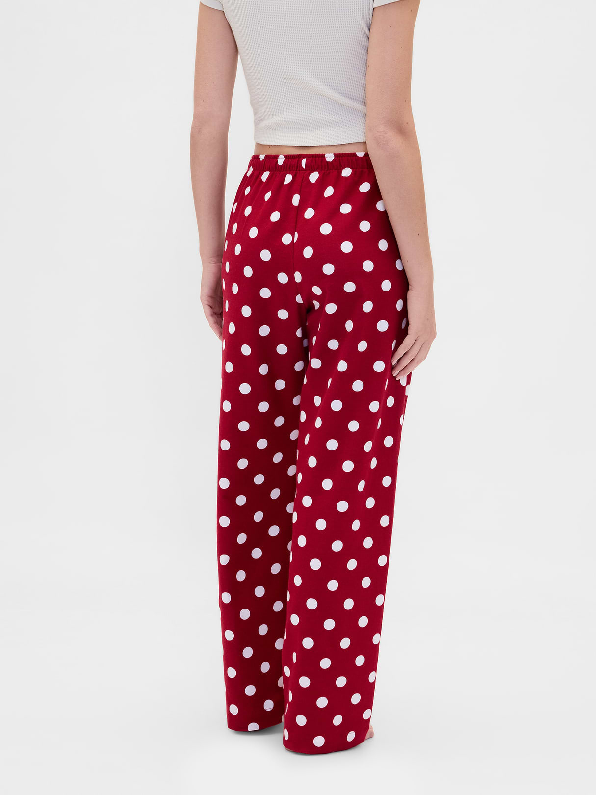 Adult Softest Flannel PJ Pants - Red with white polka dots