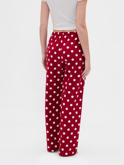 Adult Softest Flannel PJ Pants - Red with white polka dots