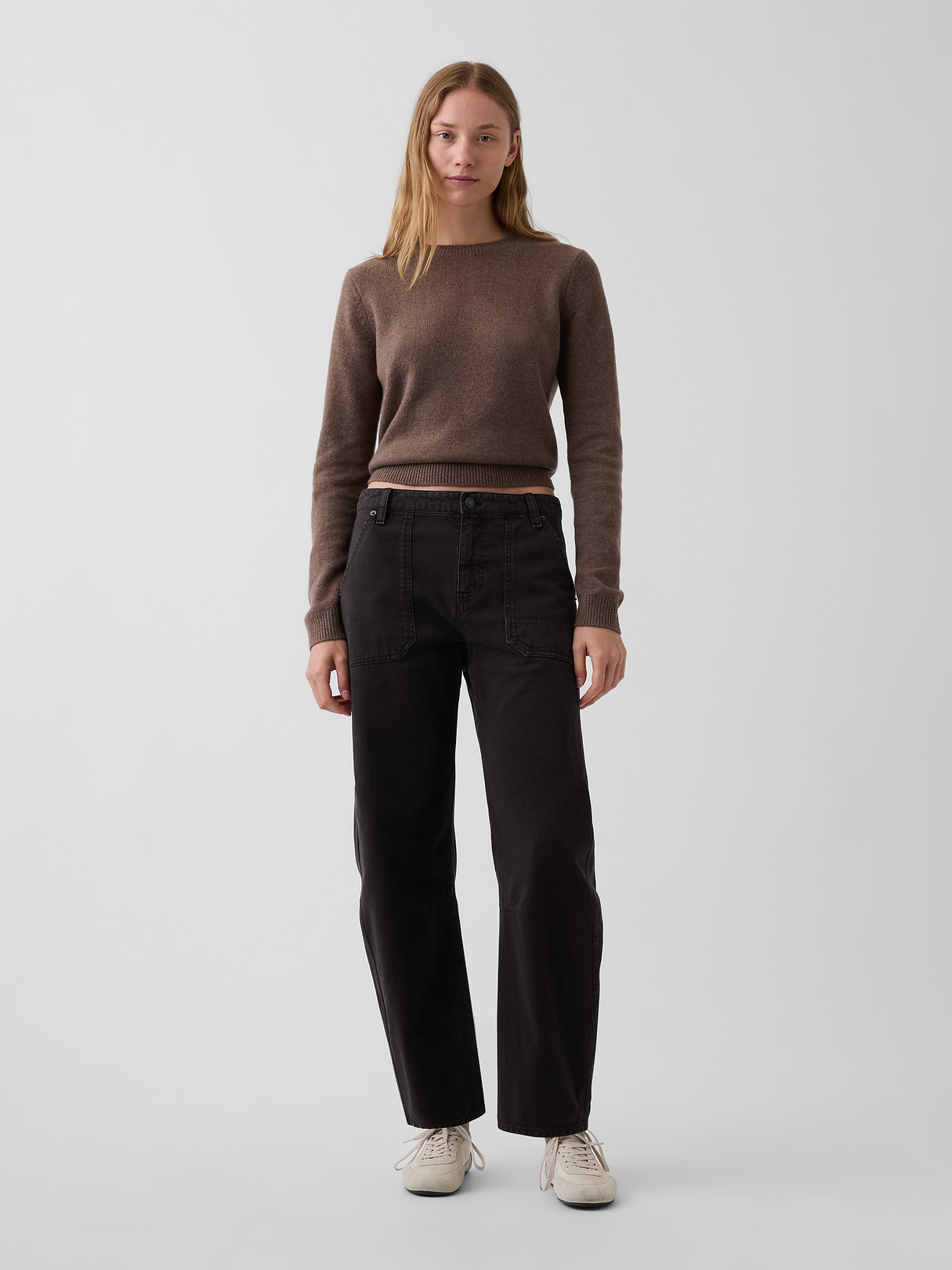 CashSoft Crew Sweater - Cool brown heather