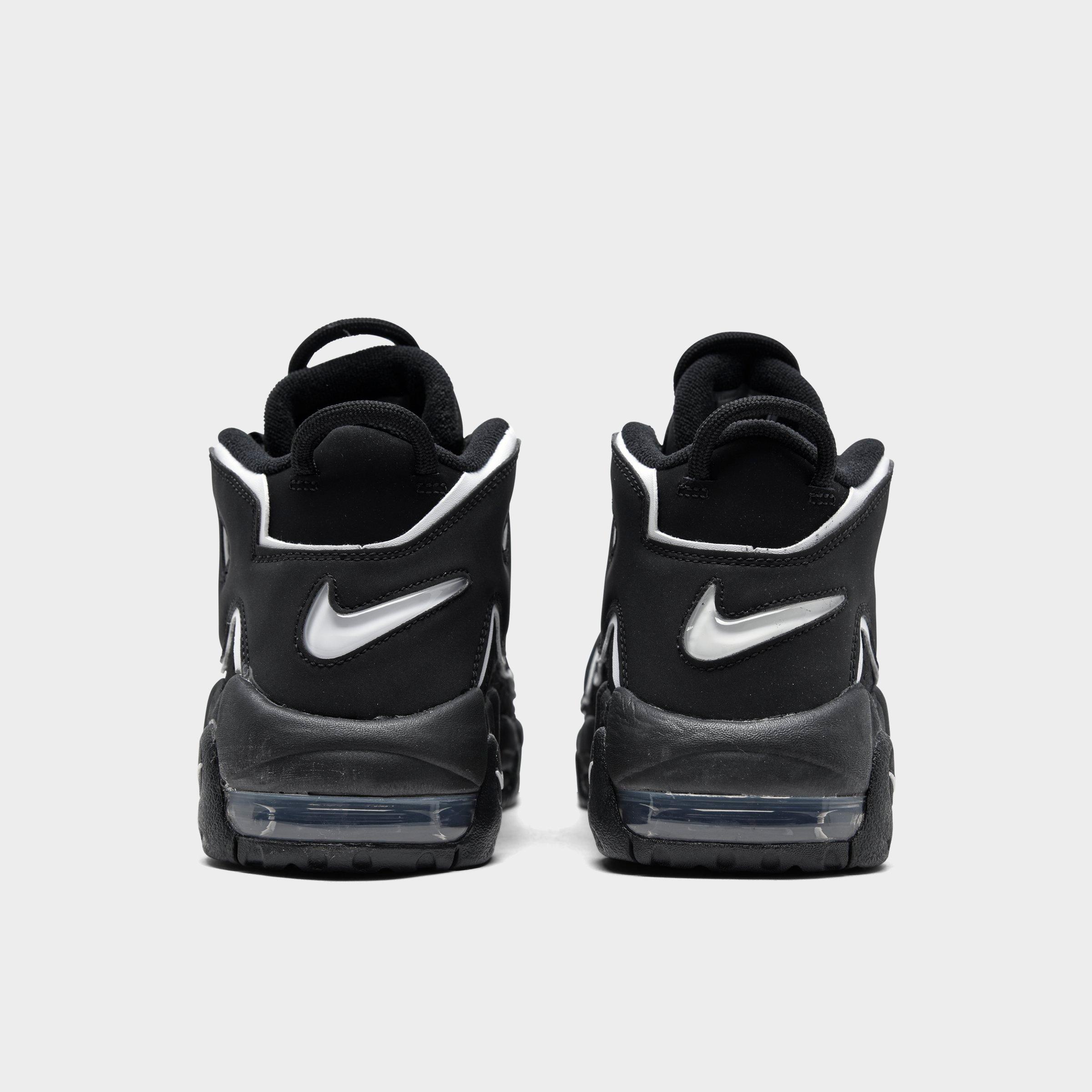 Big Kids' Nithtke Air More Uptempo Basketball Shoes - Black/White - Back view