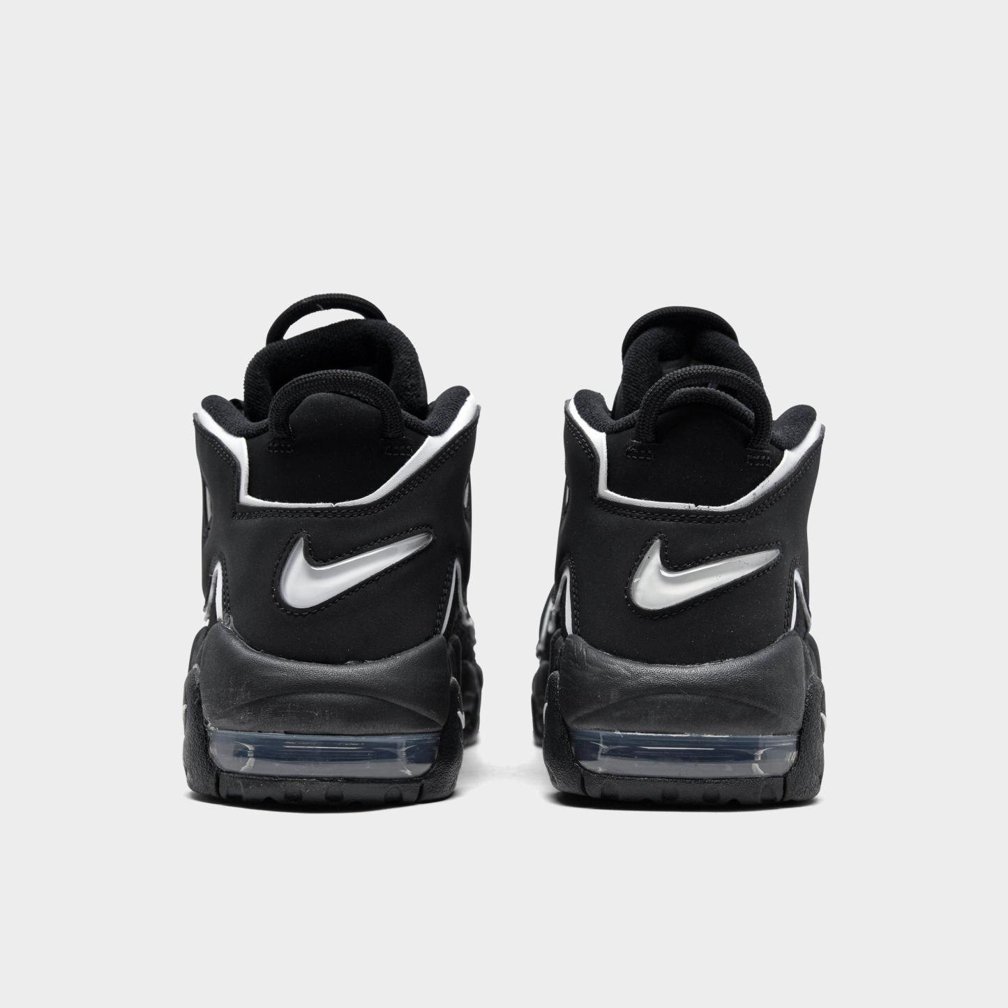 Big Kids' Nithtke Air More Uptempo Basketball Shoes - Black/White - Back view
