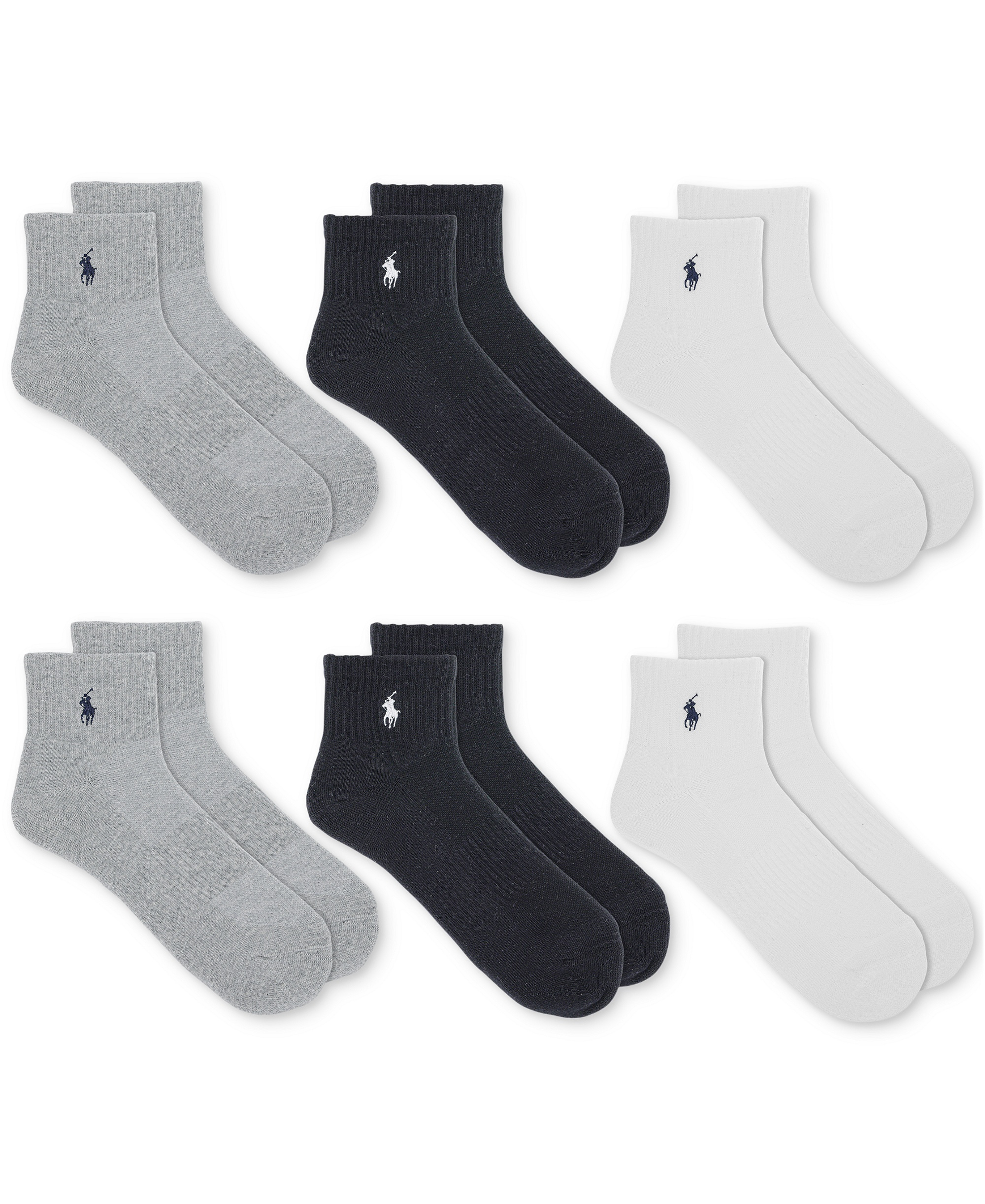 Polo Ralph Lauren Men's 6-Pack Performance Sport Quarter Socks - Ghast
