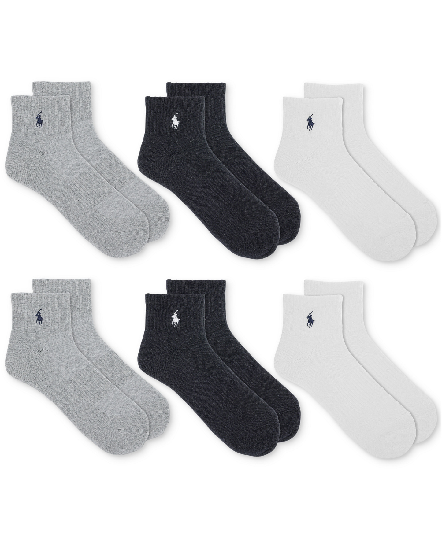 Polo Ralph Lauren Men's 6-Pack Performance Sport Quarter Socks - Ghast