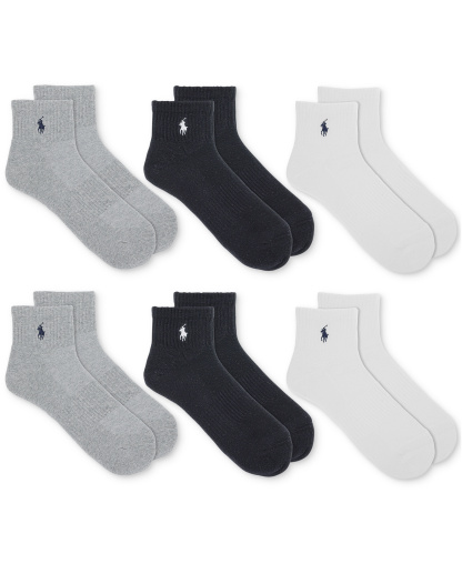 Polo Ralph Lauren Men's 6-Pack Performance Sport Quarter Socks - Ghast