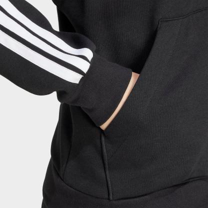 Women's adidas Essentials 3-Stripes Fleece Full-Zip Hoodie - Black/White