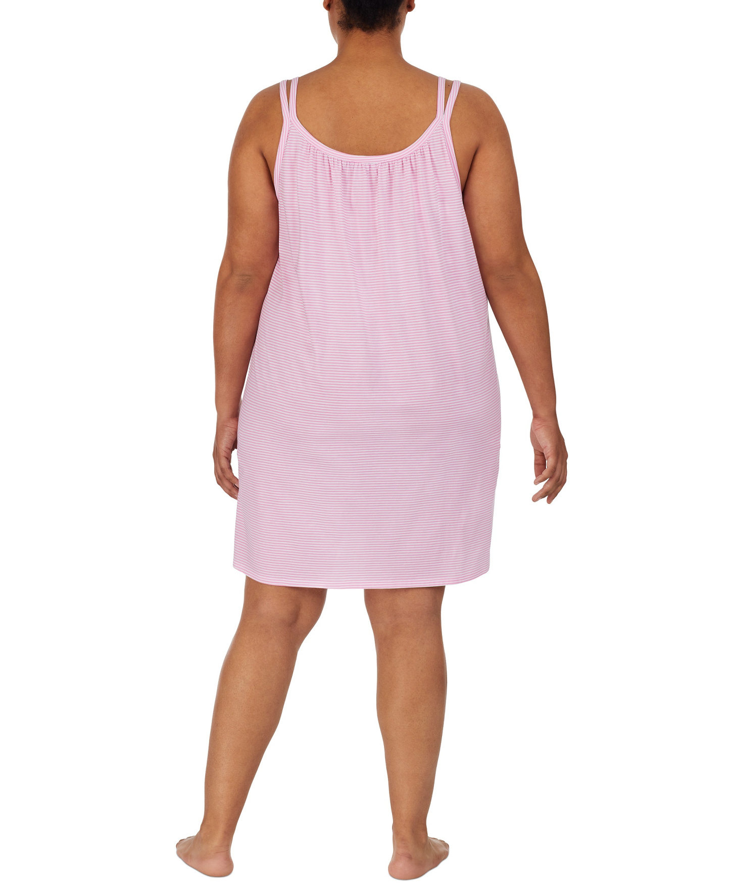 Lauren Ralph Lauren Cotton Knit Double-Strap Nightgown - Pink Stripe