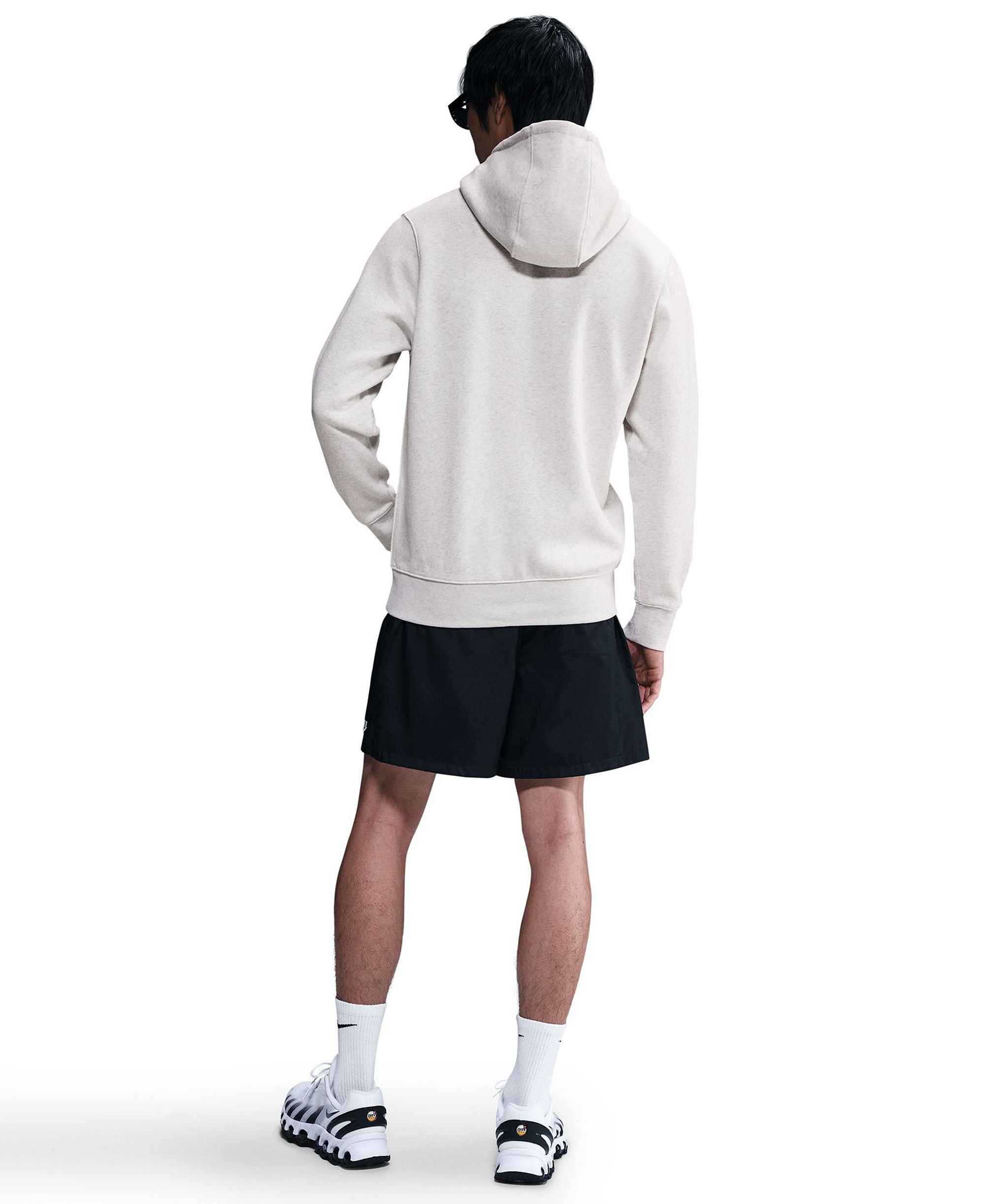 Nike Men's Club Pullover Fleece Hoodie Logo - Birch Heather/White