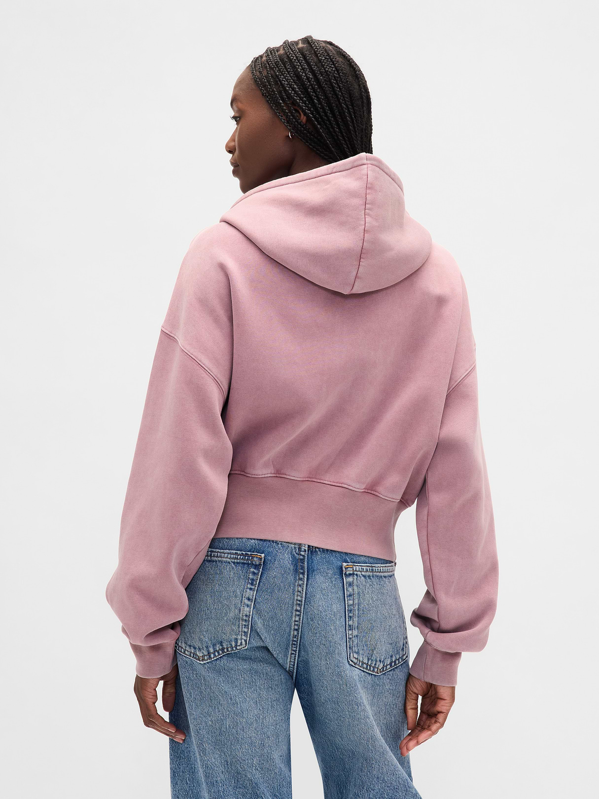 VintageSoft Wedge Zip Hoodie - Mauve pink wash