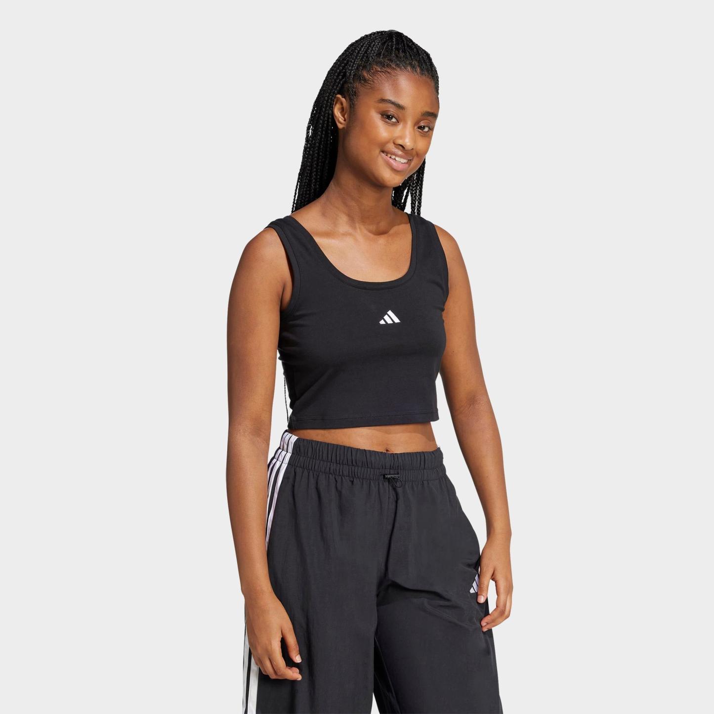 Women's adidas Sportswear Essentials Small Logo Cotton Lifestyle Tank Top - Black/White