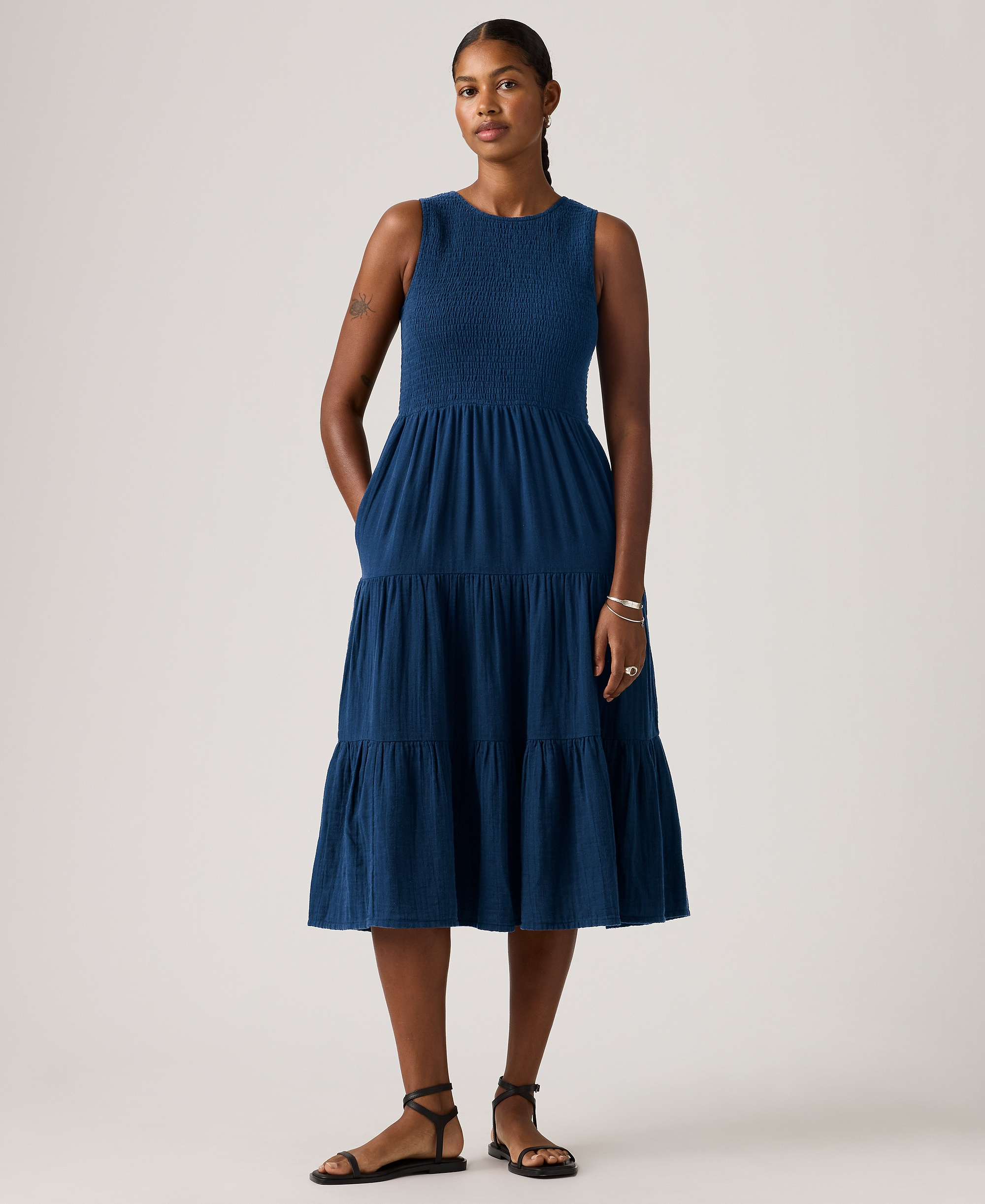Levi's Women's Cely Smocked Tiered Dress - Chill Lagoon