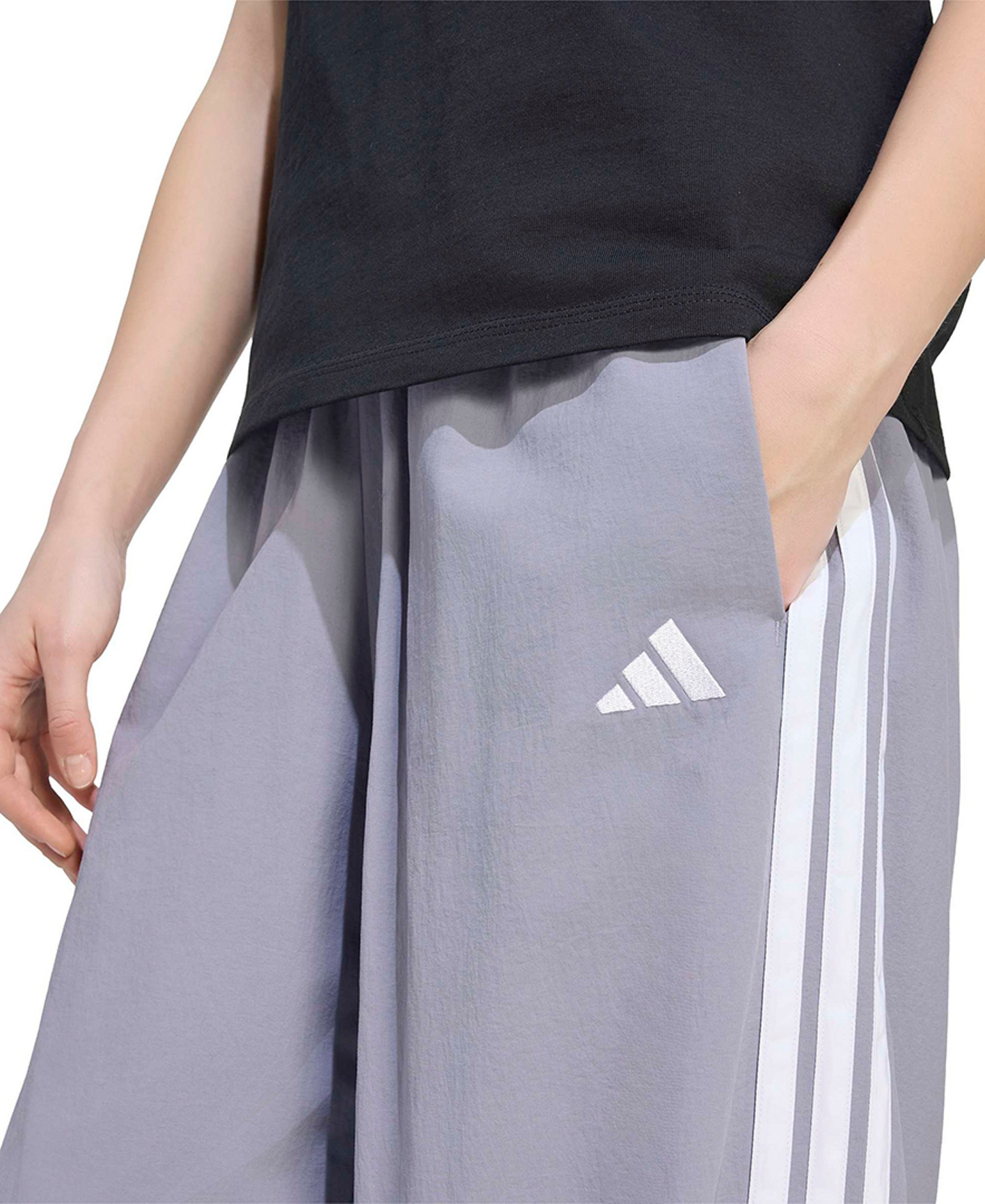adidas Women's Three Stripe Parachute Pants - Slate/white