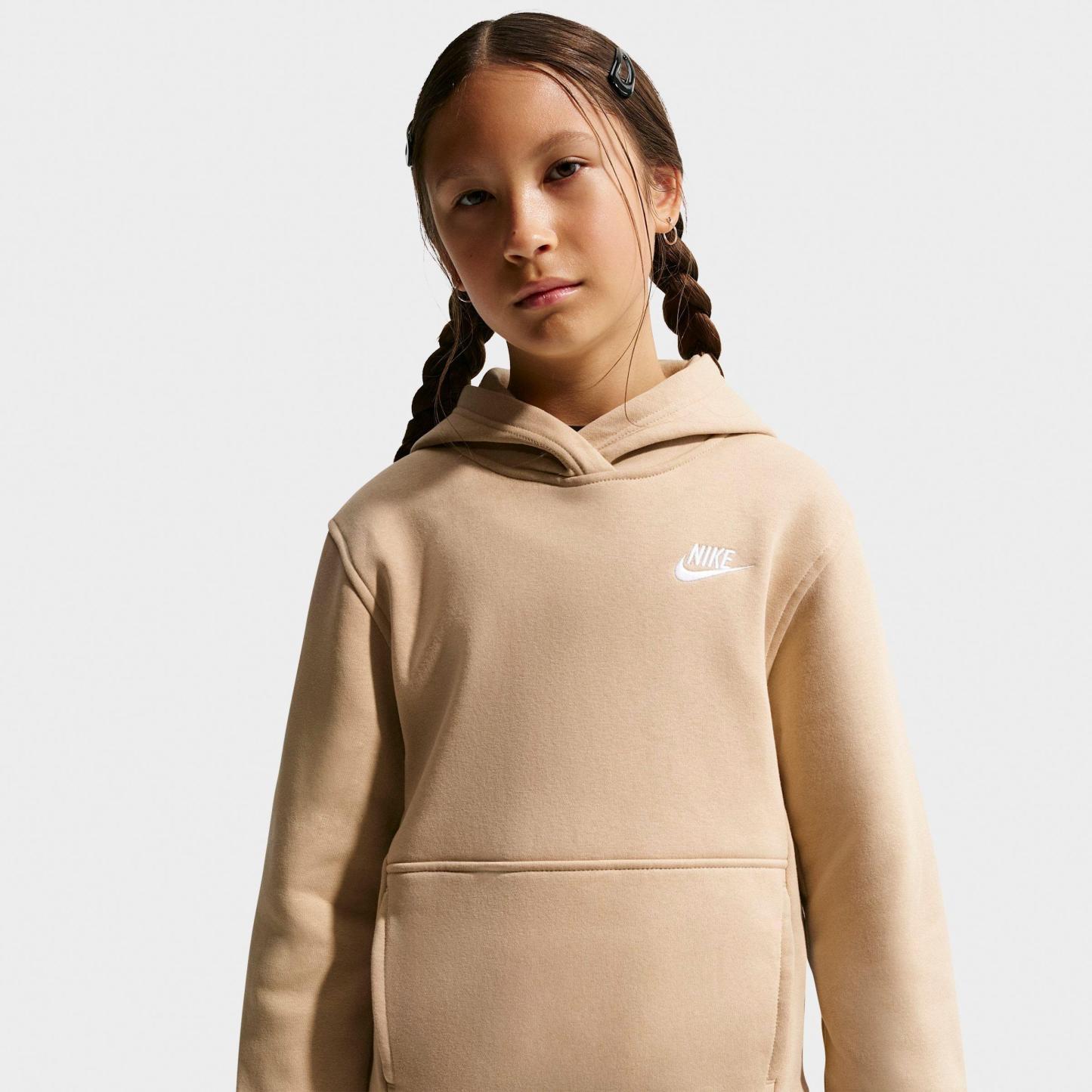 Big Kids' Nithtke Sportswear Club Fleece Pullover Hoodie - Linen/White